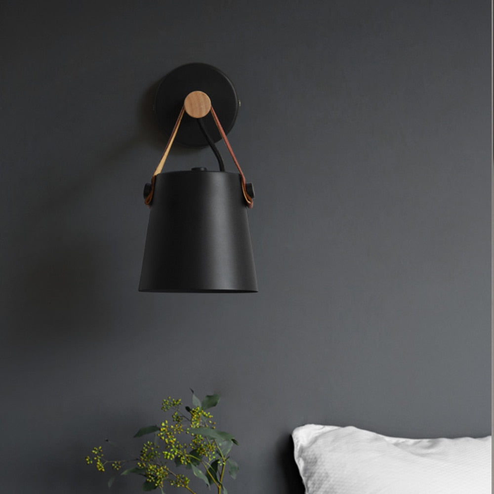 Wooden simple creative wall light led bedroom bedside decoration morden Nordic design living room corridor hotel E27 wall lamps