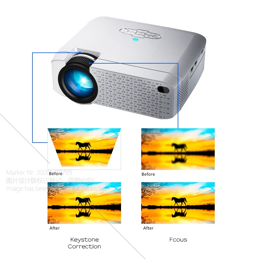 LED Mini Projector D40W,Video Beamer for Home Cinema.1600 Lumens, Support HD, Wireless Sync Display For iPhone/Android Phone