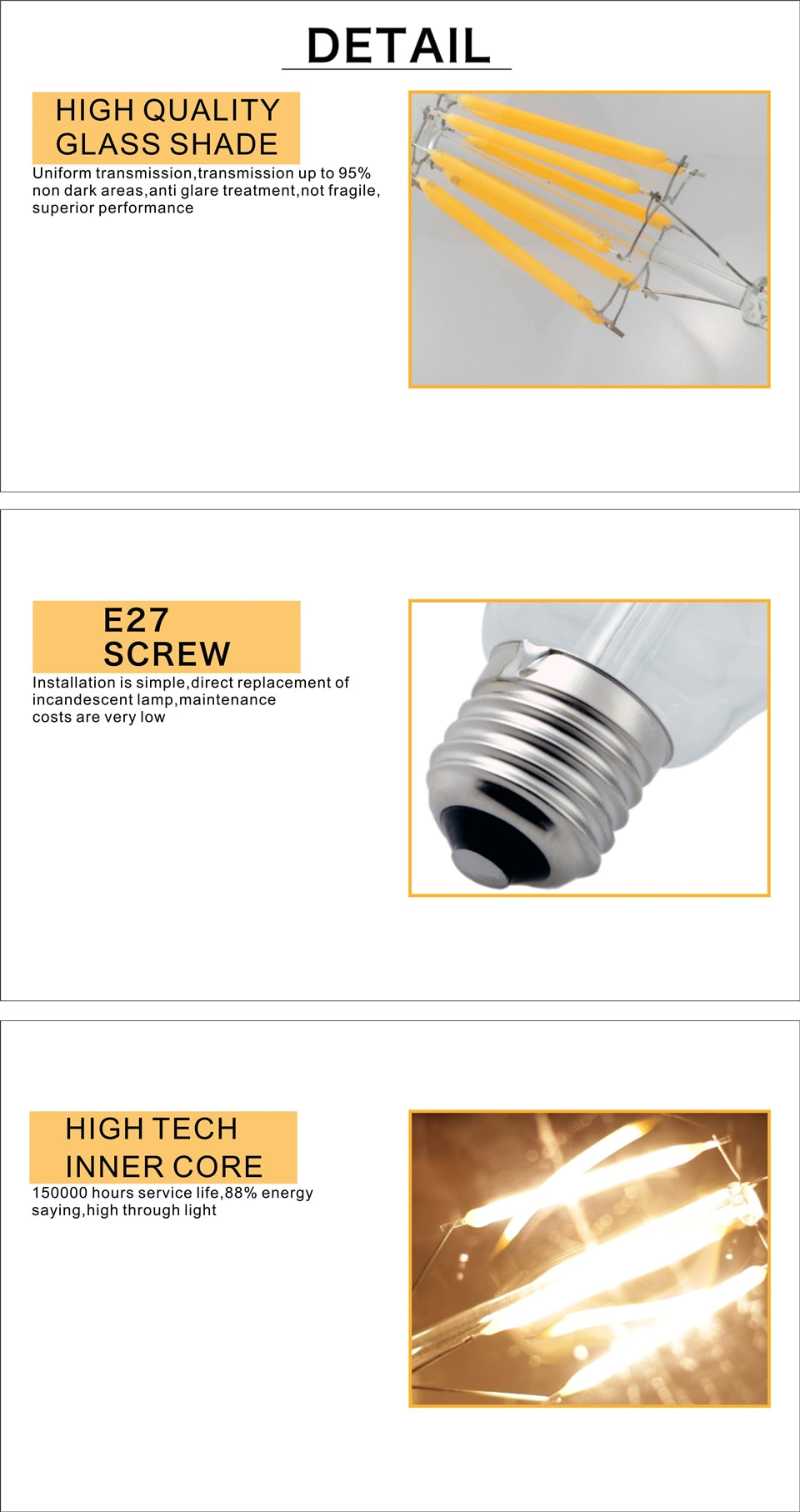 Filament Bulb G80 G95 G125 Big Global light bulb 2W 4W 6W 8W filament bulb E27 clear glass indoor lamp AC220V