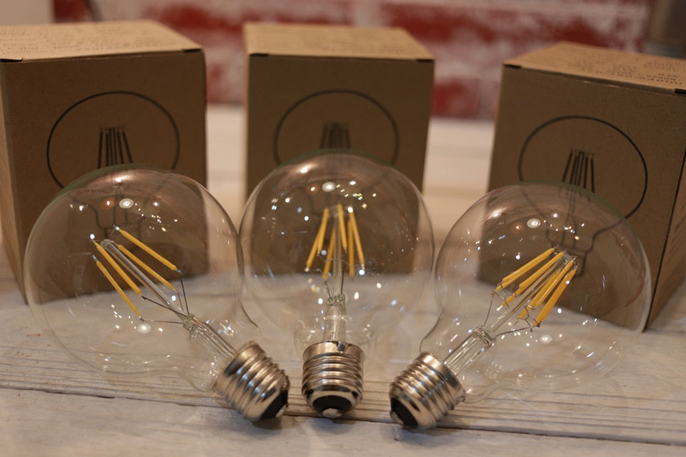 Filament Bulb G80 G95 G125 Big Global light bulb 2W 4W 6W 8W filament bulb E27 clear glass indoor lamp AC220V