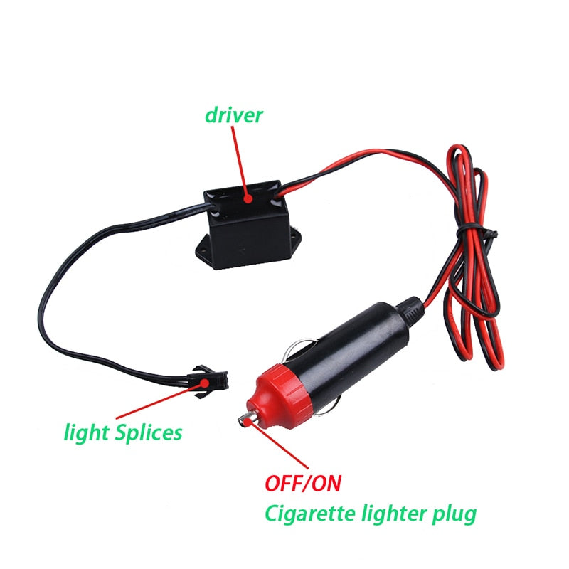 Car Interior Lighting Auto LED Strip Garland EL Wire Rope Tube Line flexible Neon Light With 12V USB Cigarette Drive
