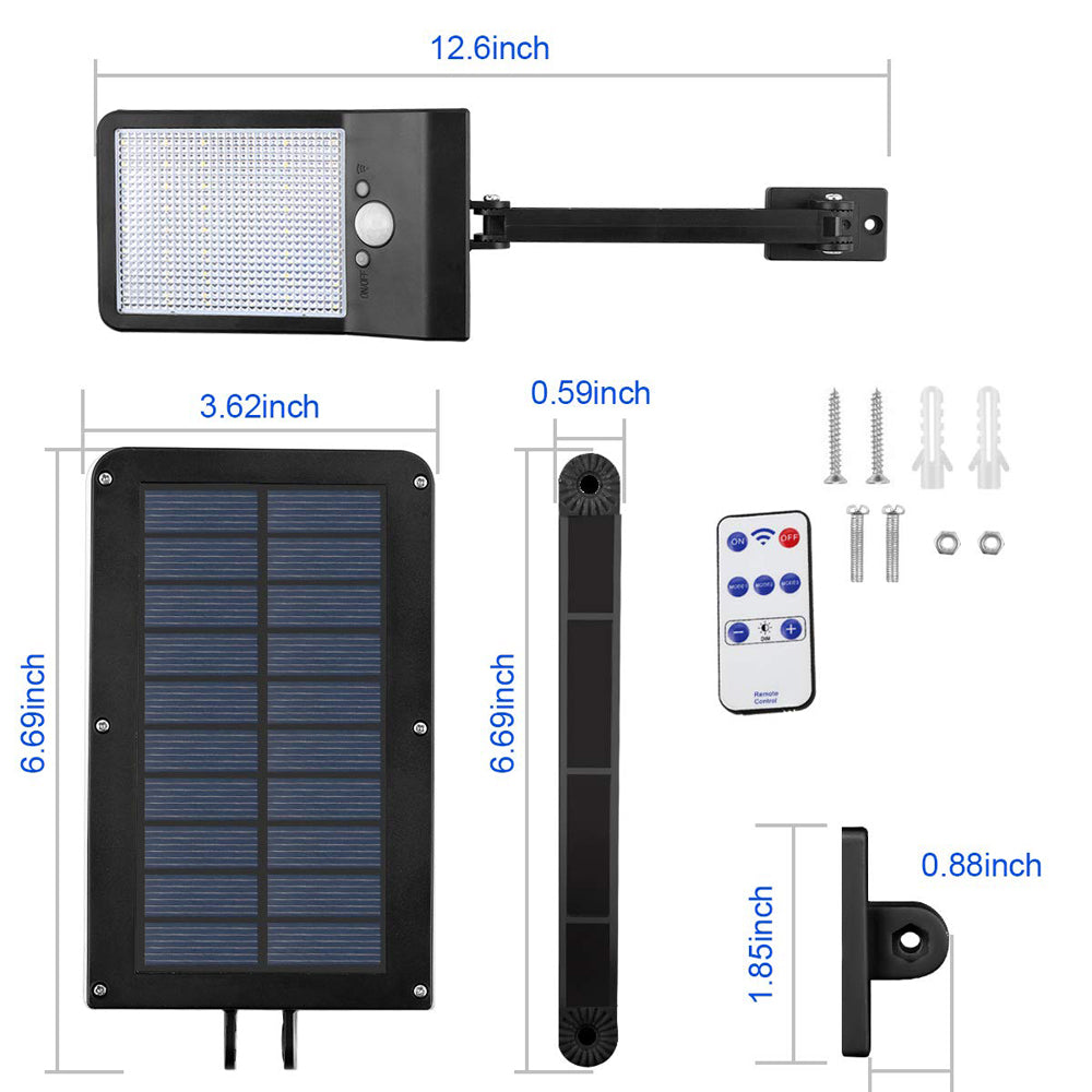 LED 800 LM emote control rotate bracket solar street light Outdoor Solar Power Street Wall Lamp rPIR Motion Sensor