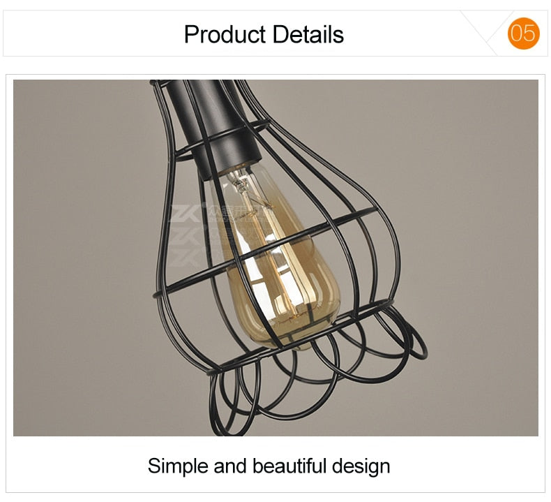 Modern cage pendant light iron minimalist retro Scandinavian loft pyramid pendant lamp metal Hanging Lamp E27 Indoor ZDD0011