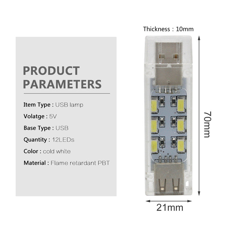 Mini USB LED Night Light 12LEDs 5V Bulb White Lamp for Reading Gadget Notebook Power Bank Computer Laptop night lamp