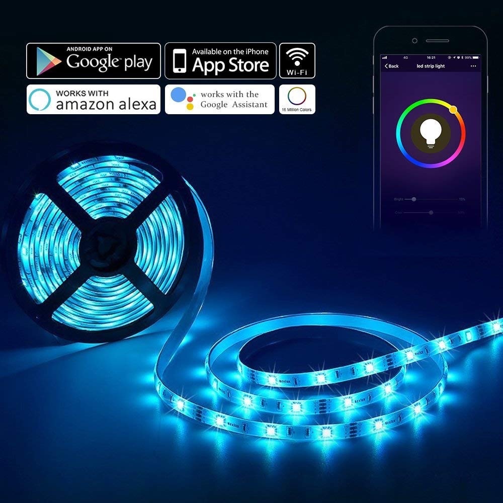 RGB LED Tape Wireless Wi-Fi LED Strip 5M 10M 15M Kit 12V 150leds Waterproof Flexible Rope Light +Wi-Fi Controller +Power Supply