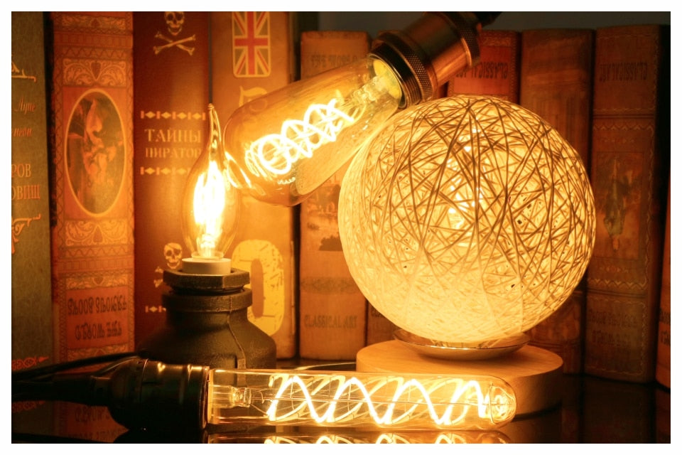 Dimmable Edison Lamp 4W 2200K C35 T45 A60 ST64 G80 G95 G125 Spiral Light LED Filament Bulb Retro Lamp Decorative Lighting