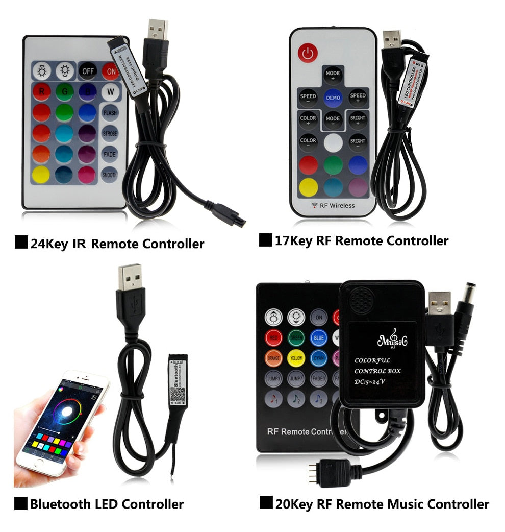 USB LED Strip 5050 RGB Changeable 5V Waterproof / No Waterproof with USB Controller Set DIY TV Decoration LED Light.