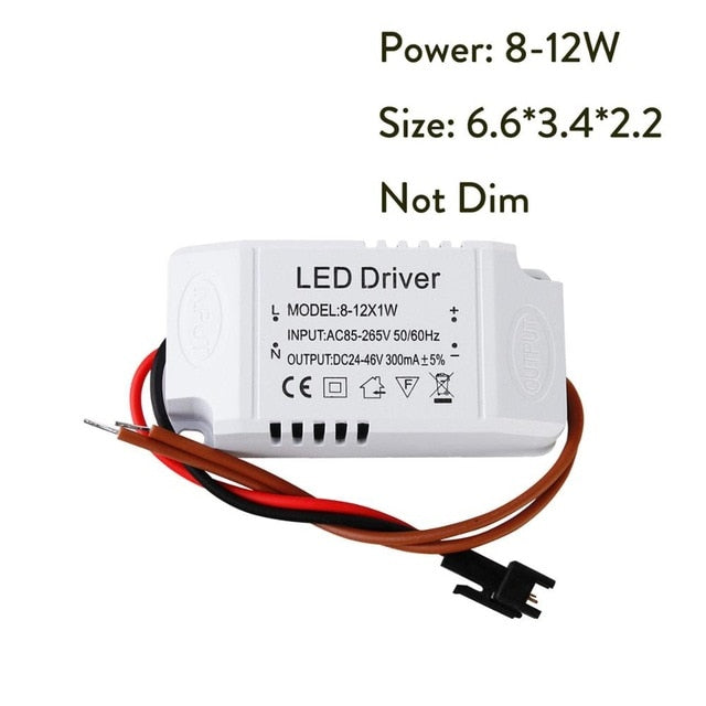LED Constant Current Driver 85-265V 1-3W 4-5W 4-7W 8-12W 18-24W Power Supply Output 300mA External Drive For LED Downlight