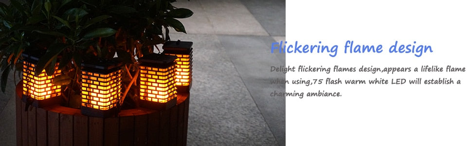 Solar Lights Flicking Flame Outdoor Solar Lantern Lamp Light Solar Powered LED Waterproof Hanging Light for garden yard pathway