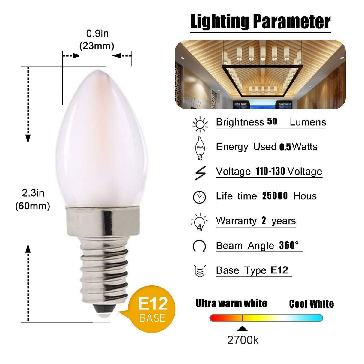 E14 Led Dimmable Bulb E12 E14 220V 0.5W 1W 2W LED Lamp LED Filament Night Light Chandelier LED Edison Bulbs C7 T20 T22