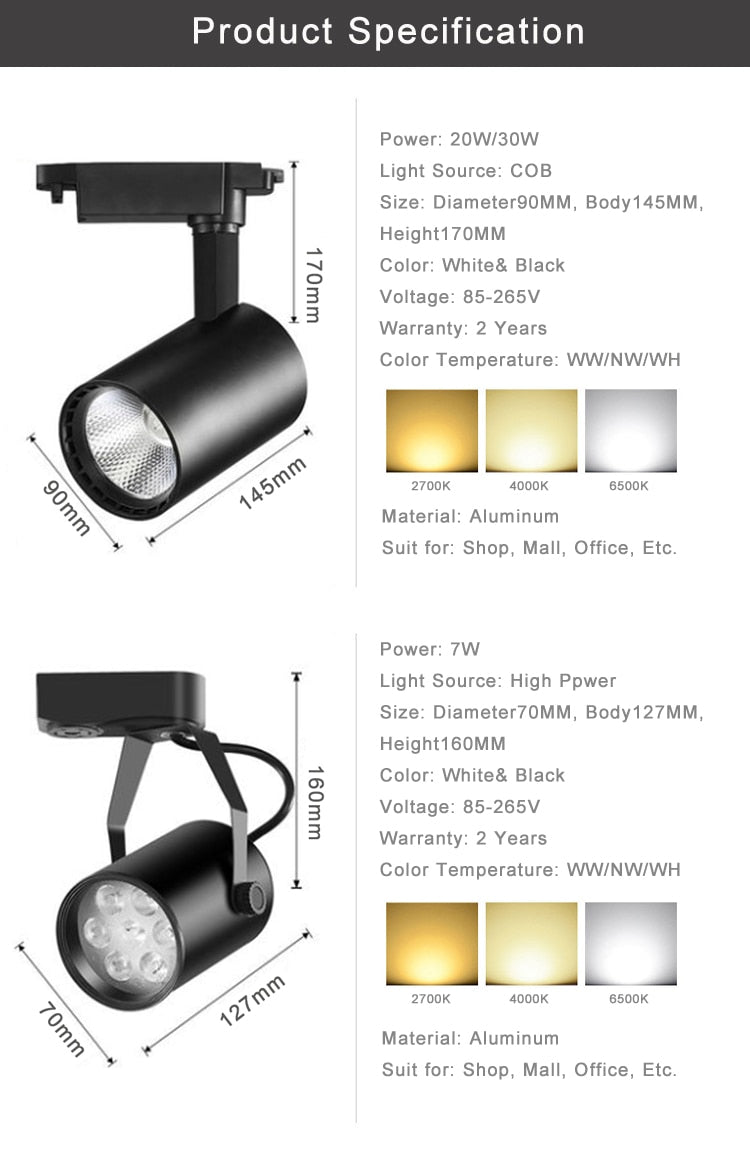NEW LED COB Track Lights Aluminum Spotlights High Power AC85-220V High CRI Track Ceiling Line Type Shop Gallery Lighting Effect