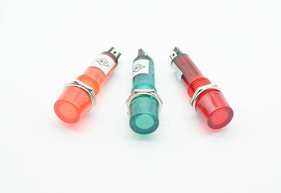 Signal Lamp Panel Mounting Neon Indicator Red Green orange Lights 220V 12V 24VDC Mounting hole 10mm