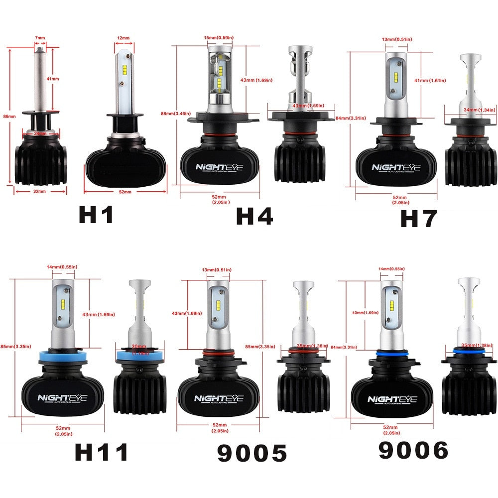 Night eye Led H4 H7 H8 H9 H11 8000LM 50W 6500K Car LED Headlights White Fog Lamps 9005 HB3 9006 HB4 Fog Light Bulbs