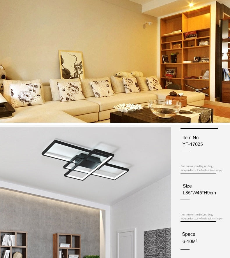 Black/White LED Ceiling Chandelier For Living Study Room Bedroom Aluminum Modern Led Ceiling Chandelier