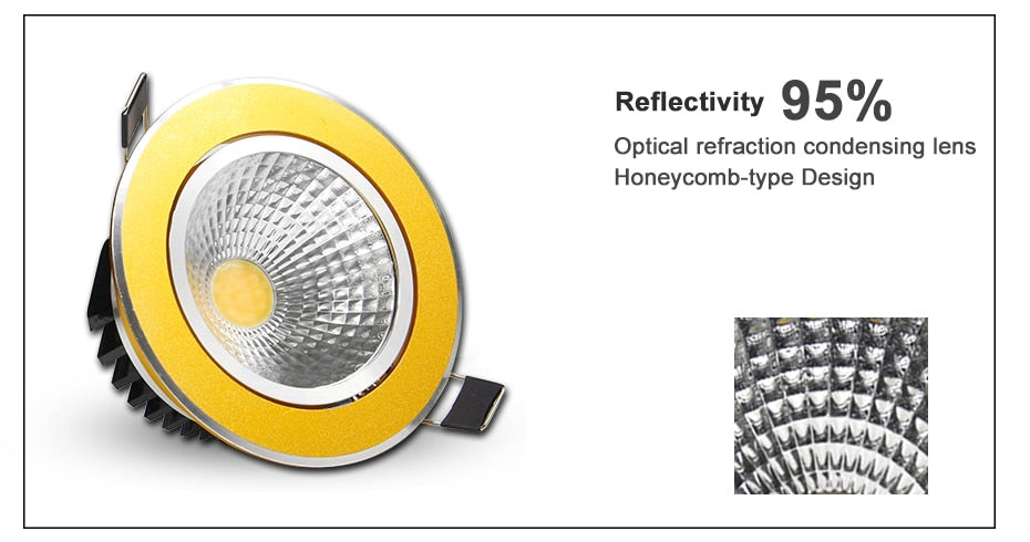 DBF Super Bright Recessed Gold LED Dimmable Downlight COB 5W 7W 10W 12W LED Spot Light LED Decoration Ceiling Lamp AC 110V 220V