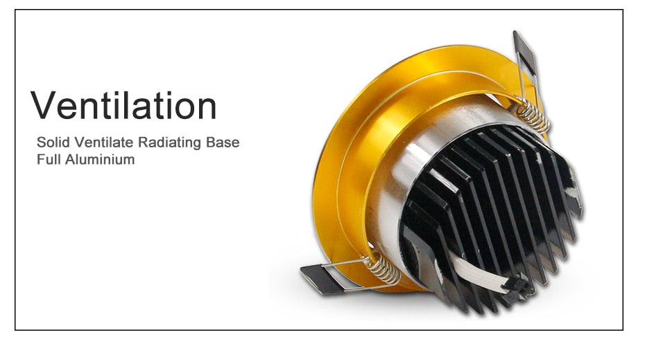 DBF Super Bright Recessed Gold LED Dimmable Downlight COB 5W 7W 10W 12W LED Spot Light LED Decoration Ceiling Lamp AC 110V 220V