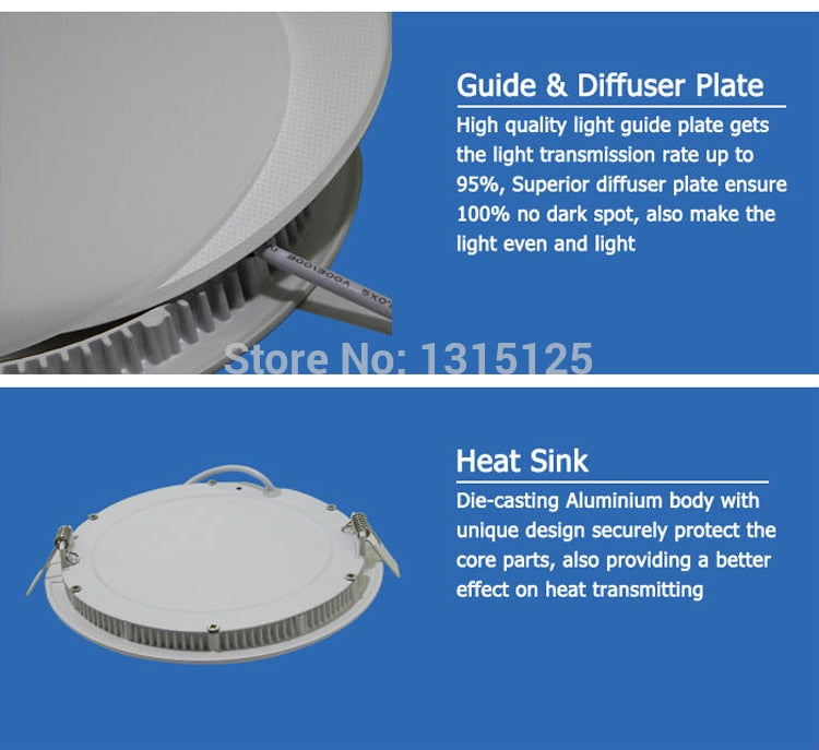 Ultra thin design 3W/6W/9W/12W/15W/18W/24W LED ceiling recessed grid downlight/ slim round panel light / LED light