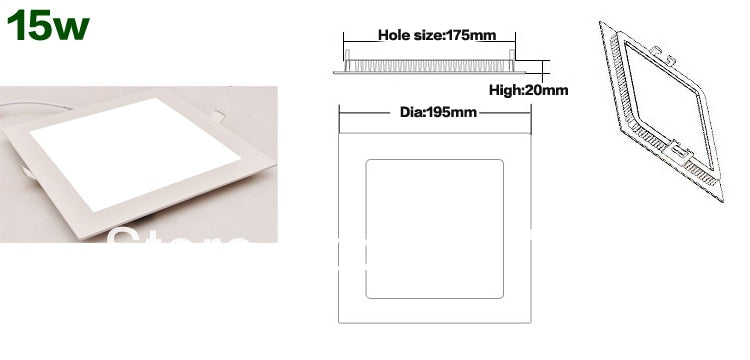 LED Downlight 4W 6W 9W 12W 15W 25W Square/Round Ultrathin SMD 2835 Power Driver Ceiling Panel Lights Cool/Natural/Warm White