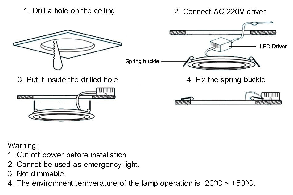 LED Panel Downlight 1PCS Dimmable Super Bright Glass Square round Ceiling Recessed Panel Lights LED Spot Light Bulb AC110V 220V