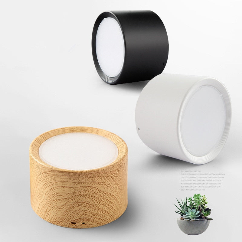 DBF Wood Grain LED Surface Mount Ceiling Spot Light 5W/12W Ceiling Light for Living Room Bedroom Home Decoration Indoor Lighting