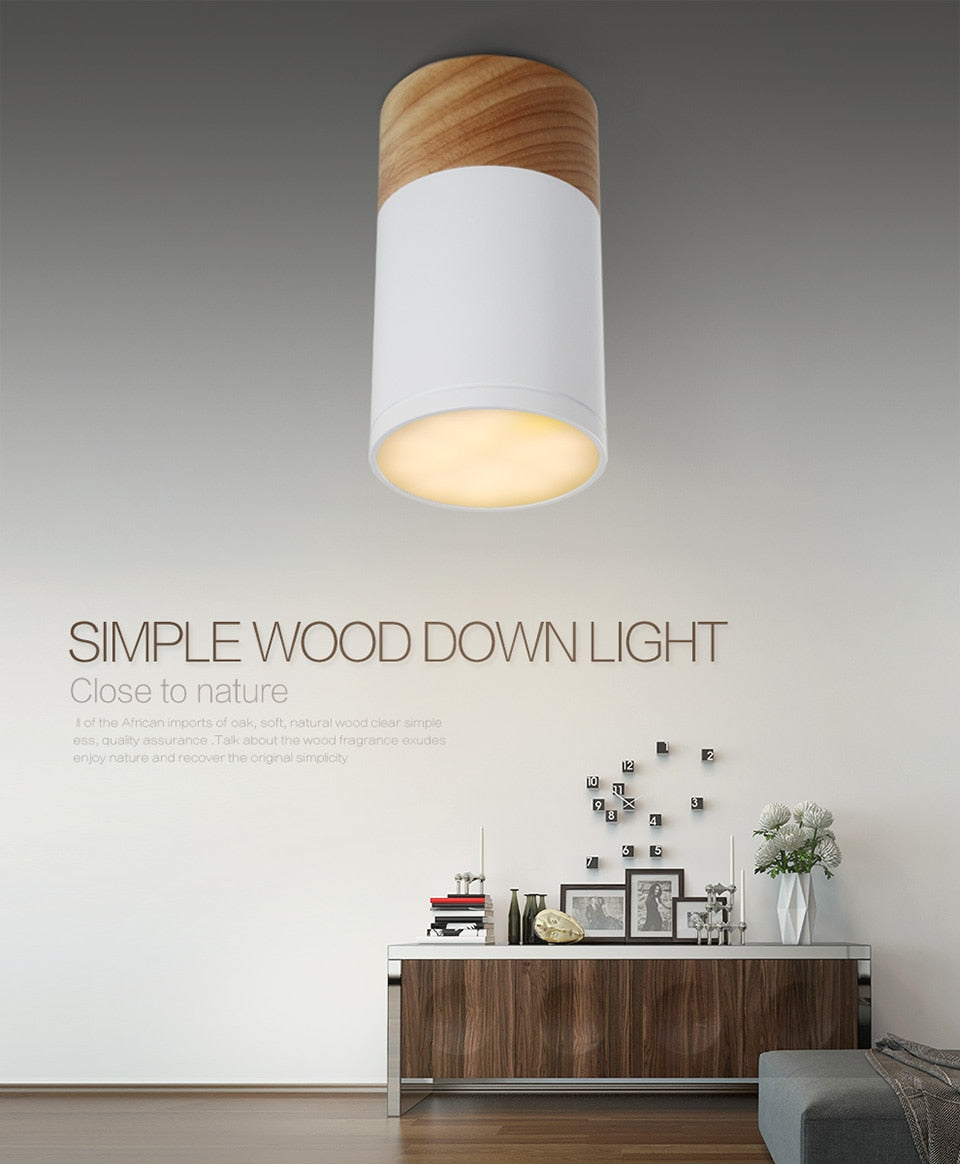 LED Downlight Wood Ceiling Lamp for Living Room Bedroom kitchen Corridor Hallways AC85-260V 5W Surface Mounted Downlight