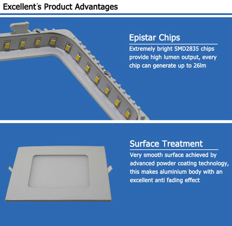 LED downlight Square LED panel / panel light led ceiling Recessed fixtures lamp AC85-265V