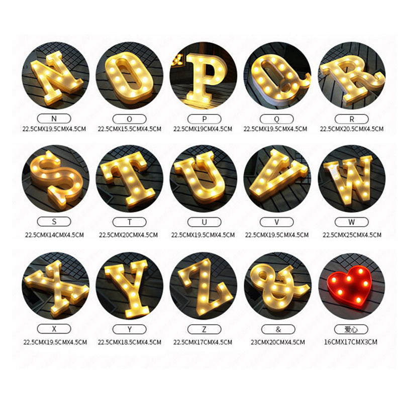 26 Letters White LED Night Light Marquee Sign Alphabet Lamp For Birthday New Year Valentine's Day Decoration