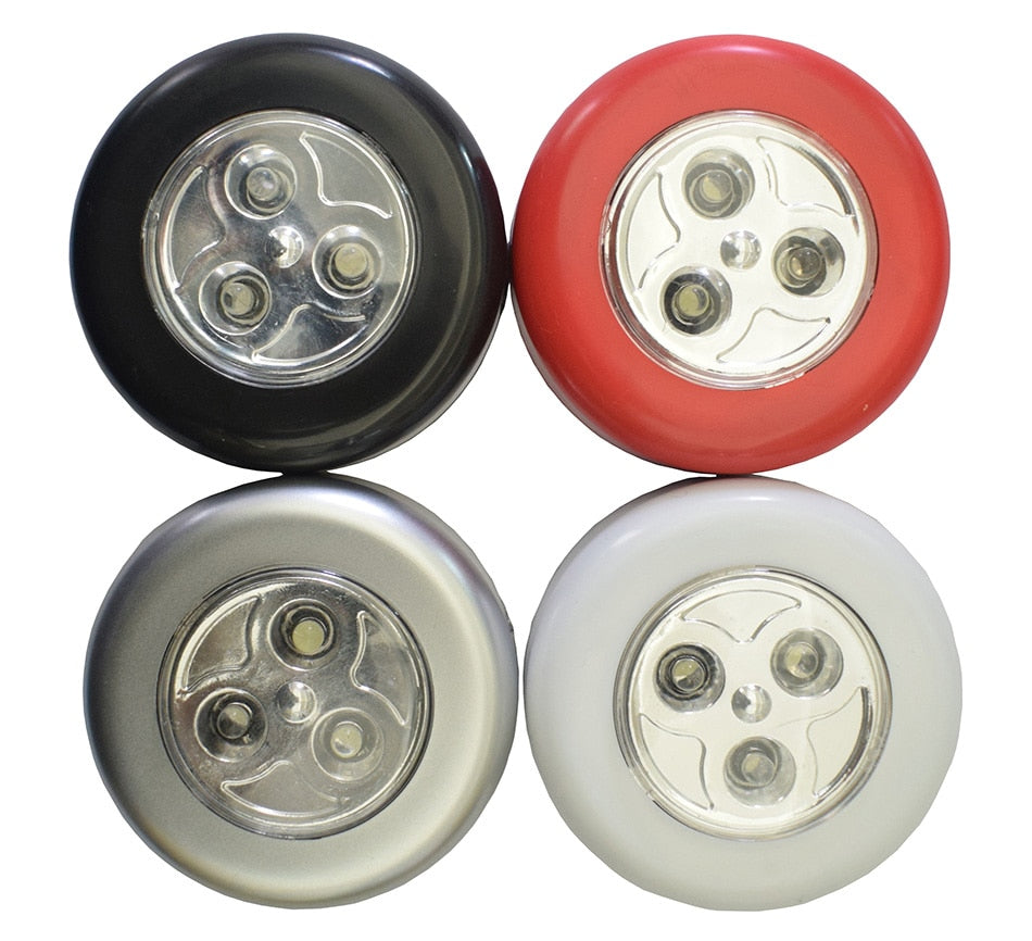 4 Colors 3 LED Closet Under Cabinet Lamp AAA Battery Powered Wireless Touch Switch Kitchen Wall Car Night Light for Car Boot