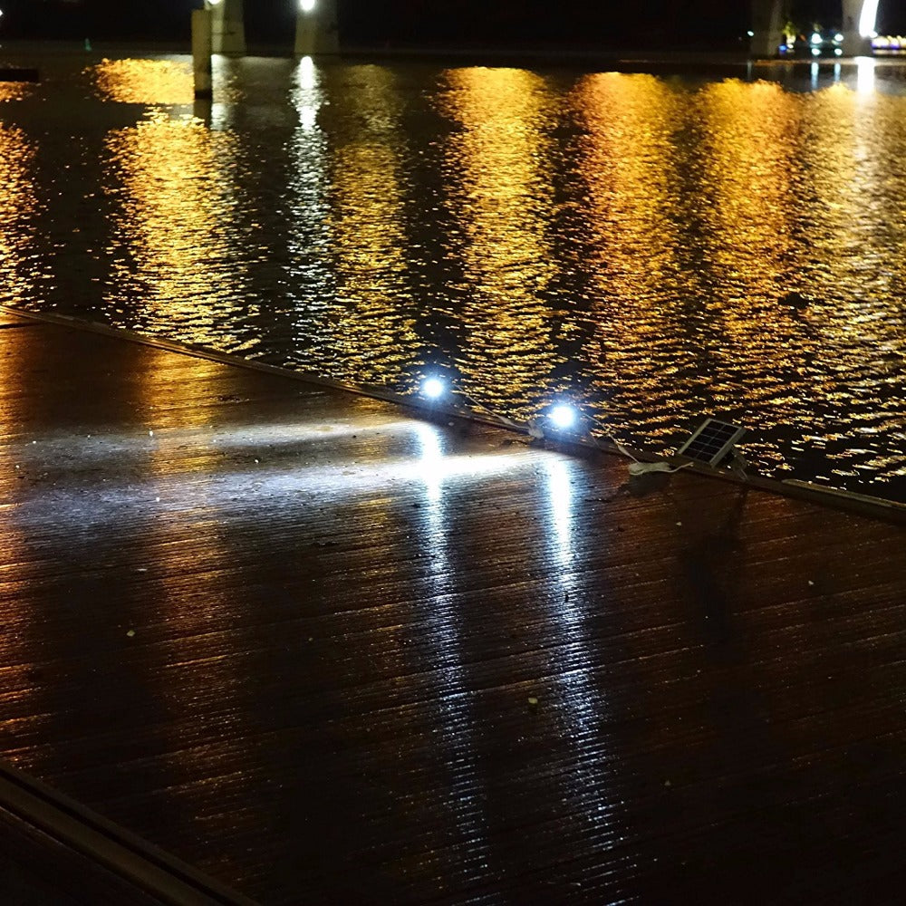 Mini 50X Updated All Metal Twin Solar Powered LED Outdoor Landscape garden decoration Spotlight Waterproof 5m Cable garden lamp