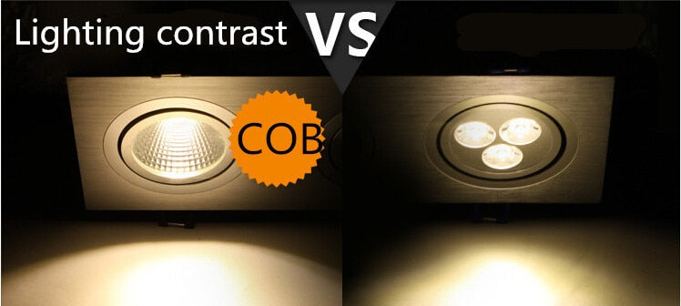 LED square COB Downlight Dimmable ac80-240V 7W 9W 12W Recessed Led ceiling lamp Spot light Bulbs Indoor Lighting