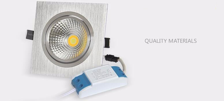 LED square COB Downlight Dimmable ac80-240V 7W 9W 12W Recessed Led ceiling lamp Spot light Bulbs Indoor Lighting