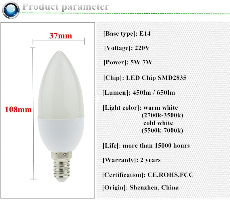 Led Candle Bulb E14 220V Save Energy spotlight Warm/cool white chandlier crystal Lamp Ampoule Bombillas Home Light