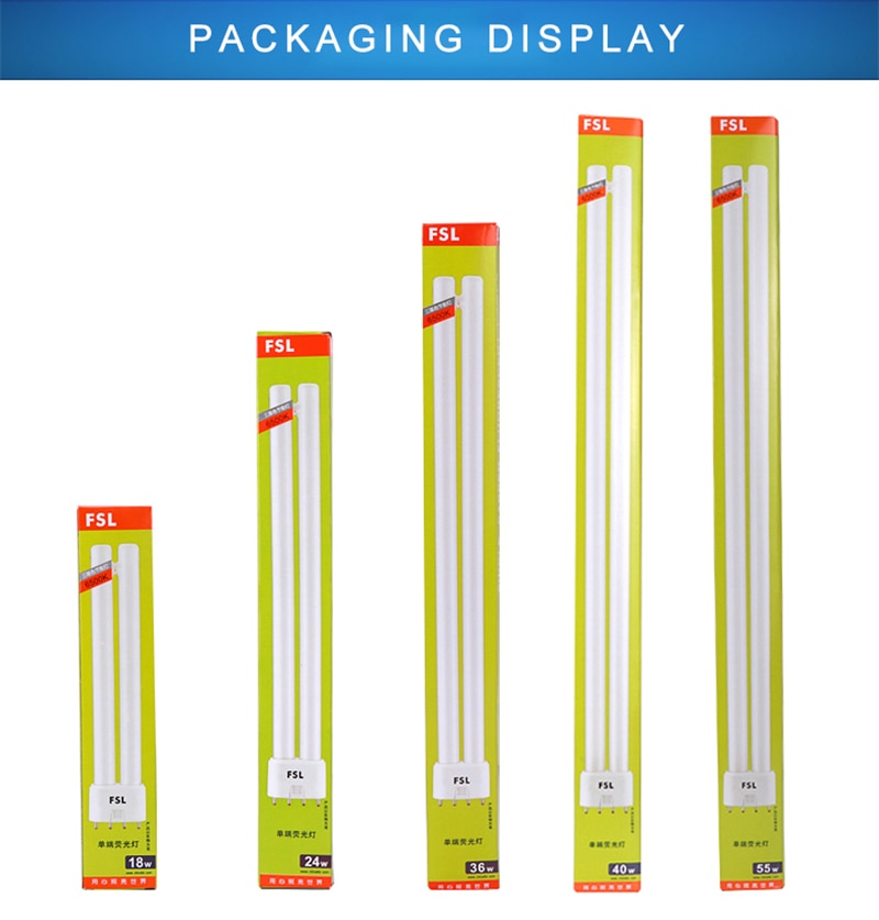 PL-L 2G11 Base Energy Saving Tube H 18W 24W 36W 40W 55W Fluorescent Lamp 4 Pins Twin-Tube Energy-saving Light Bulb White Yellow
