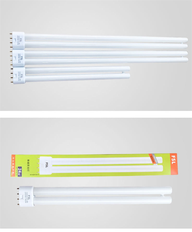 PL-L 2G11 Base Energy Saving Tube H 18W 24W 36W 40W 55W Fluorescent Lamp 4 Pins Twin-Tube Energy-saving Light Bulb White Yellow