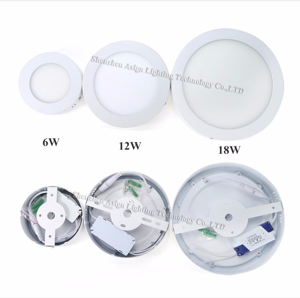 LED Panel Light 6W 12W 18W Surface Mounted LED Ceiling Lights AC85-265V Round Square LED Downlight 30 60 90pcs 2835SMD