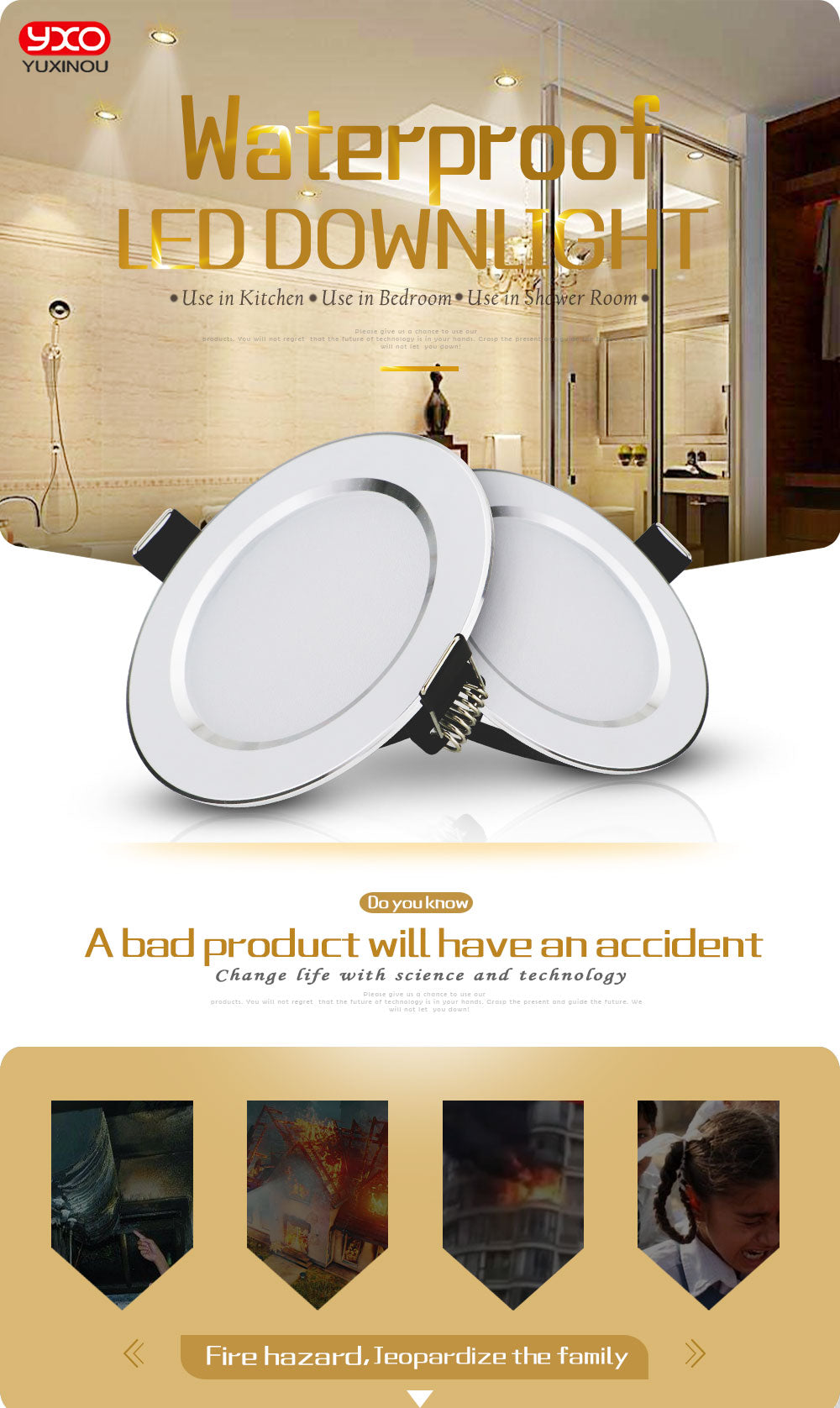 Hot Sale 5W 7W 9W Waterproof LED Downlight Dimmable Warm White Cold White 3 Color Recessed LED Lamp Spot Light AC85-265V