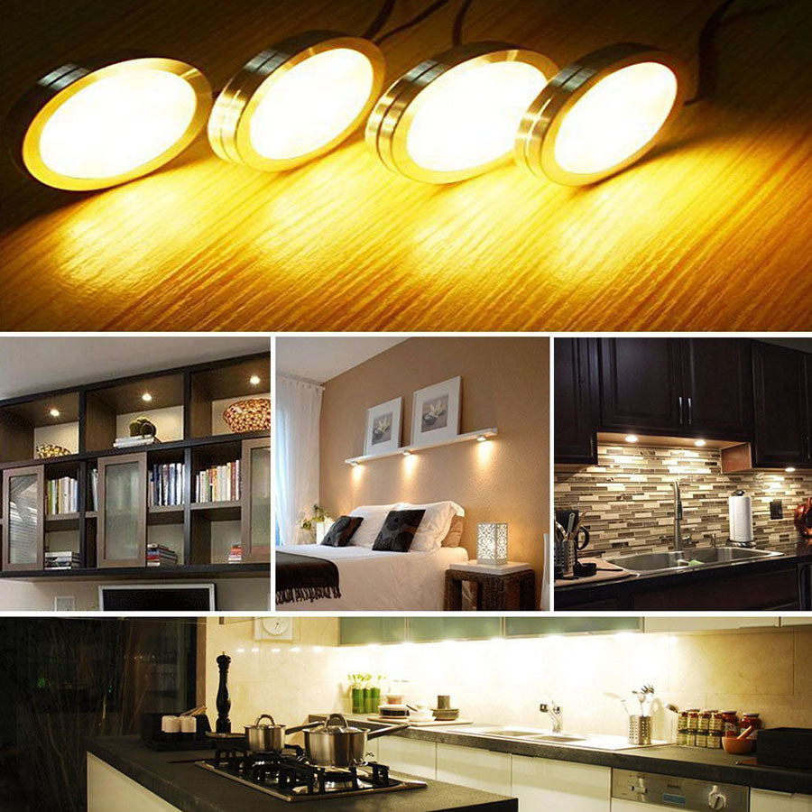 Dimmable 2.5W DC12V LED Under Cabinet Closet Light Aluminum LED Display Case Lights For Kitchen Counter Cupboard Puck Lights