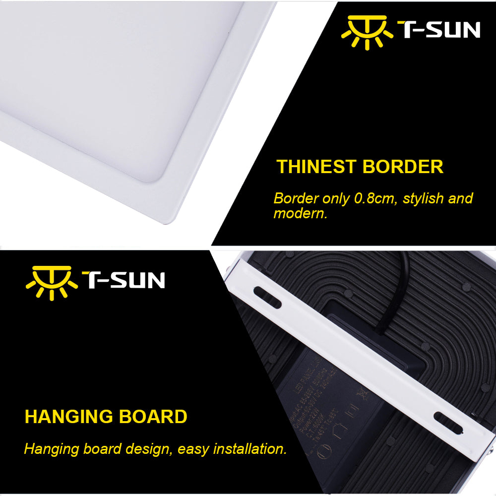 T-SUNRISE 8W/16W/24W/32W Square/Round Surface Mounted AC85-265V lamp White bright Square/Round LED Downlight Panel Light