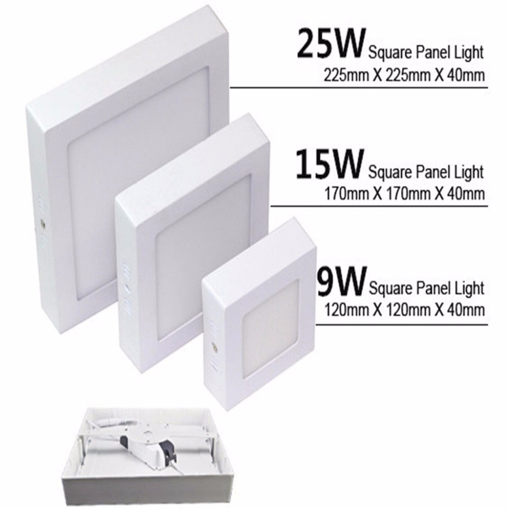 Square Led Panel Light Surface Mounted Led ceiling Downlight 9W/15W/25W AC85-265V + LED Driver