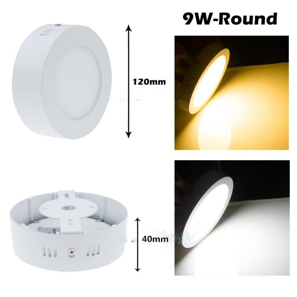 Square Led Panel Light Surface Mounted Led ceiling Downlight 9W/15W/25W AC85-265V + LED Driver