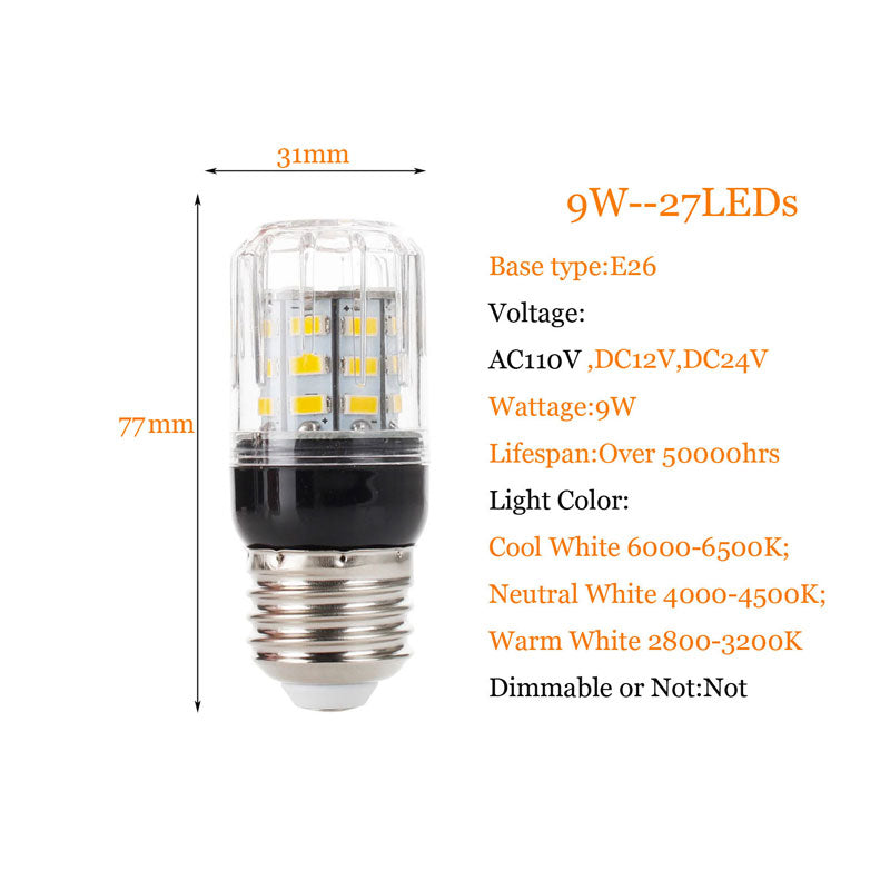 Led bulb E27 E14 E12 E26 5730SMD 110V 220V DC 12V 24V 27LEDs 7W Led Corn Lamp Christmas Chandelier Candle Lighting