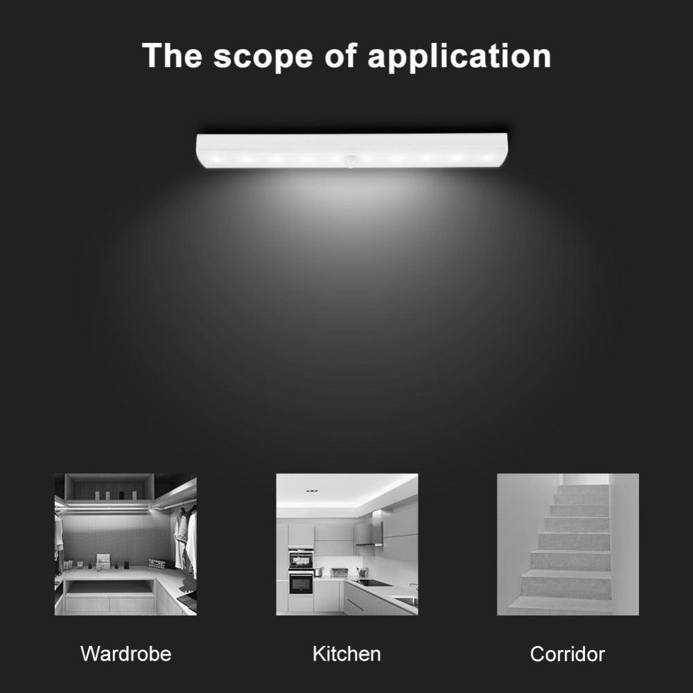 10 LED Wireless PIR Motion Sensor Light Intelligent Portable Infrared Induction Lamp Night Lights for Cabinet Closet Use 4*AAA - LED Lights For Sale : Affordable LED Solutions : Wholesale Prices