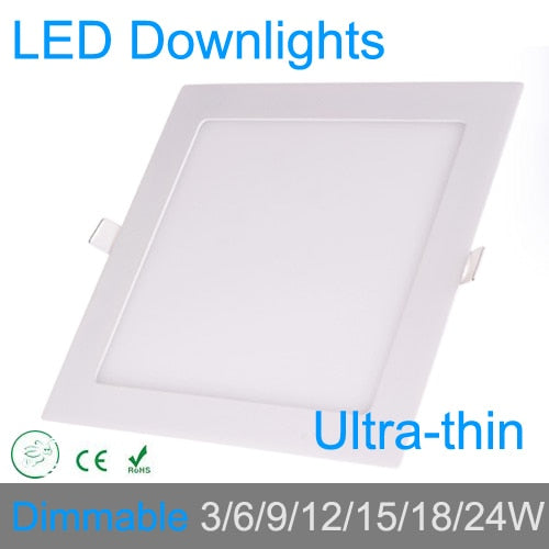 Ultra thin 3W 6W 9W 12W 15W 18W 24W dimmable LED downlight Square LED panel/panel light lamp 4000K for bedroom luminaire