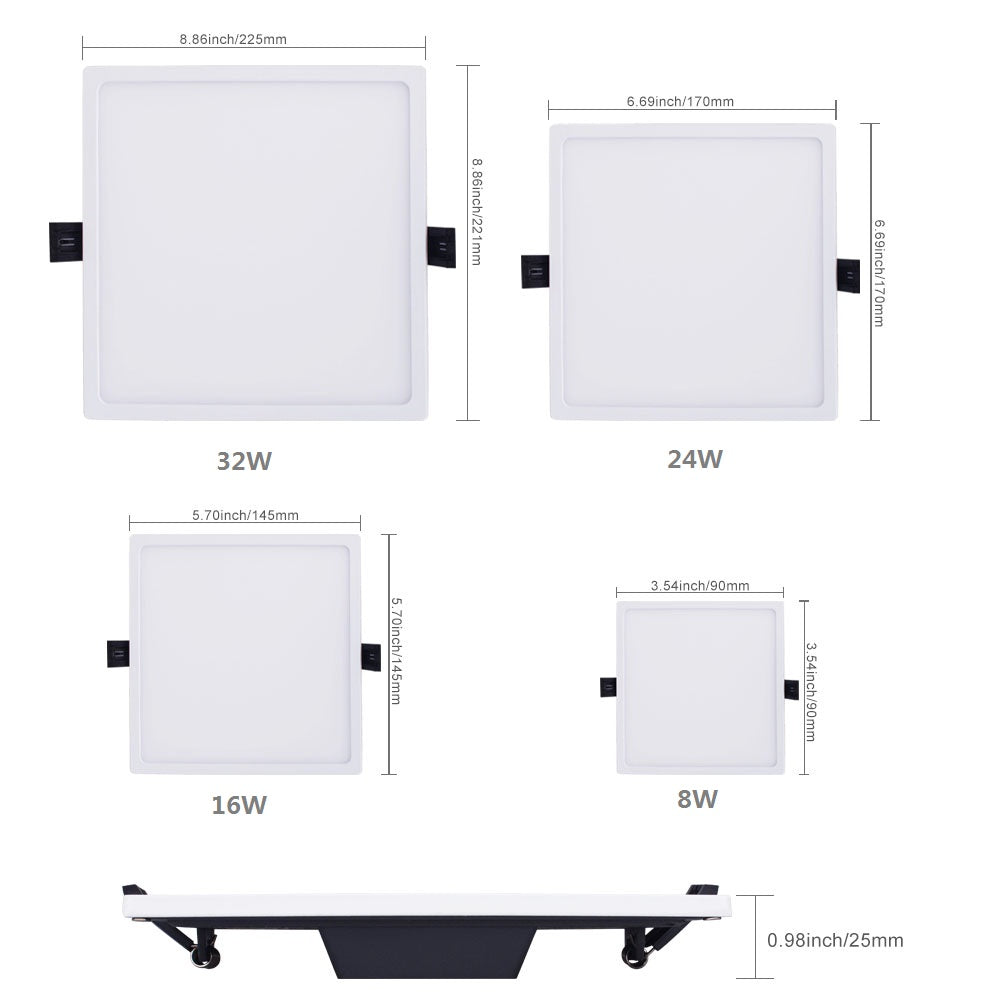 T-SUNRISE Ultra Thin LED Panel Downlight 8W 16W 24W 32W Round/Square LED Ceiling Recessed Lights Power Supply Included SMD4014