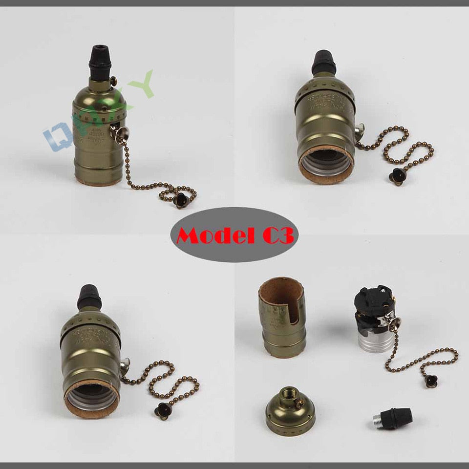 Vintage Retro Lamp Socket E27/E26 Screw Base Golden/Silver/Black Lamp Holder Fitting To Pendant Lamp Desk Lamp Wall Light