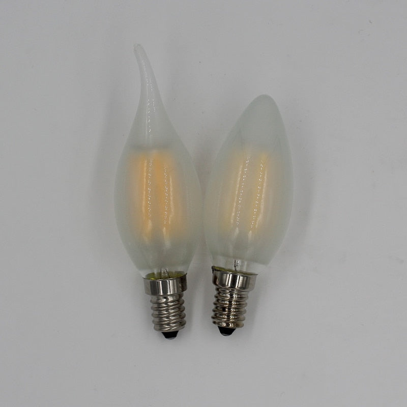 E14 COB LED Candle Lamp C35 B10 2w 4w 6w Flame Frosted LED Filament Bulb light 220v 230v AC Crystal chandelier light source