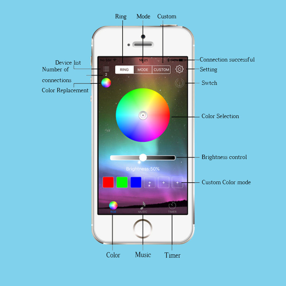 DC 12V 24V RGB Led Controller APP Bluetooth RGB Music Controller For Led Strip Light 5050 4 Pin Mini RGB Controller 5V-24V