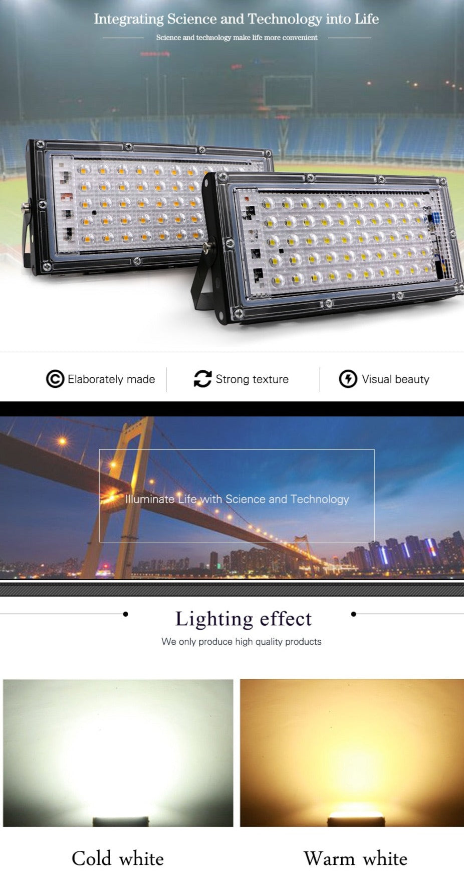 50W perfect power waterproof Landscape Lighting IP65 LED Flood Light Floodlight LED street Lamp 220V 240V LED Spotlight