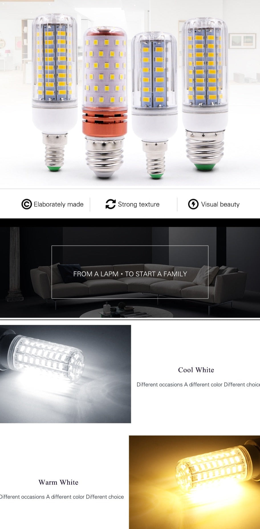 E27 E14 LED Corn lamp True power 2W 4W 6W 9W 12W 220V 240V Corn Bulb Chandelier Candle LED Light For Home Decoration