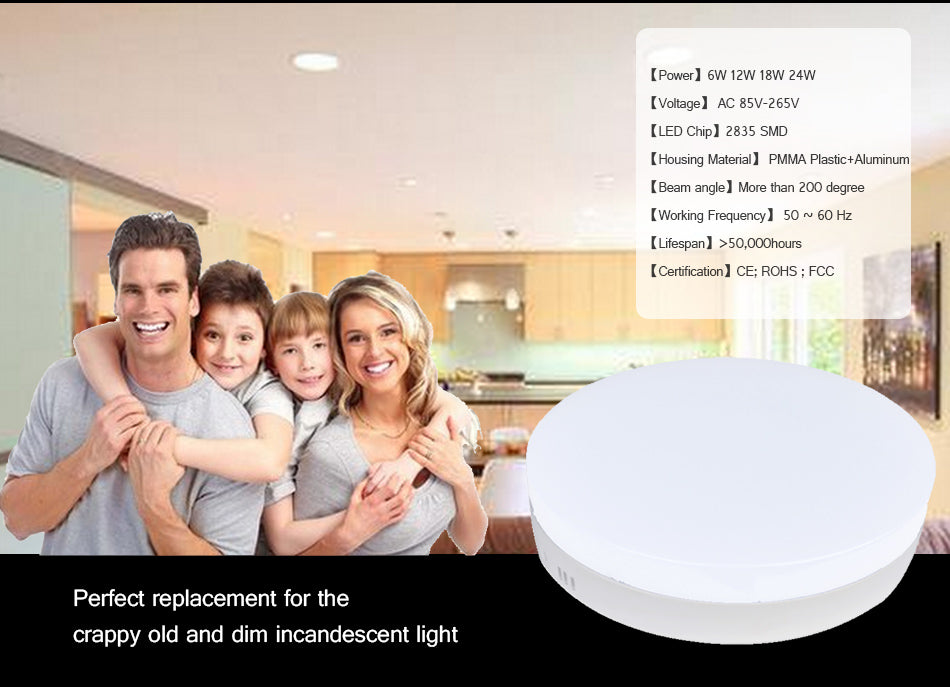 HOTOOK LED Panel Dimmable LED Downlight 6W 12W 18W 24W Mini Square Round Surface Mounted LED Ceiling lamp for Home Kitchen